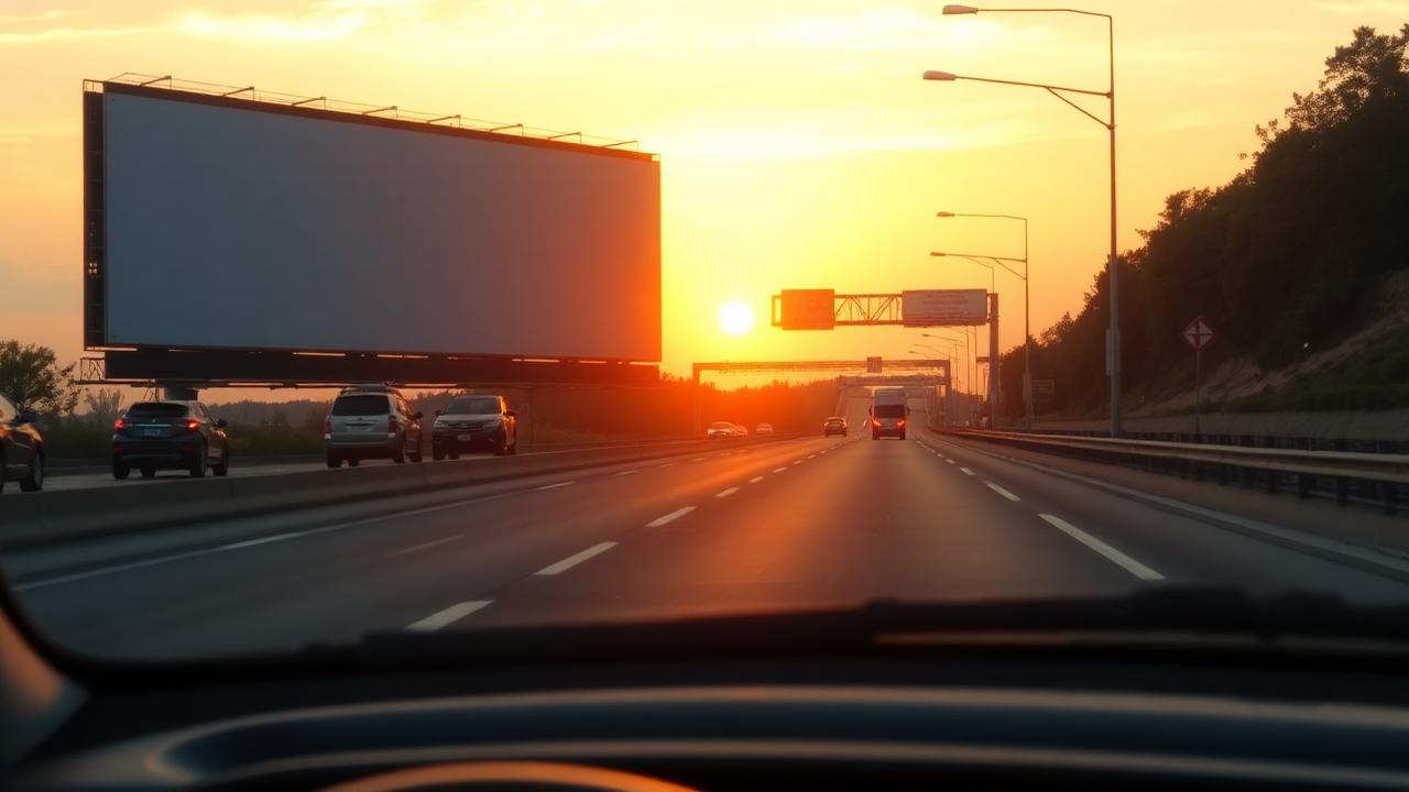 Roadside billboard seen from a driver's point of view