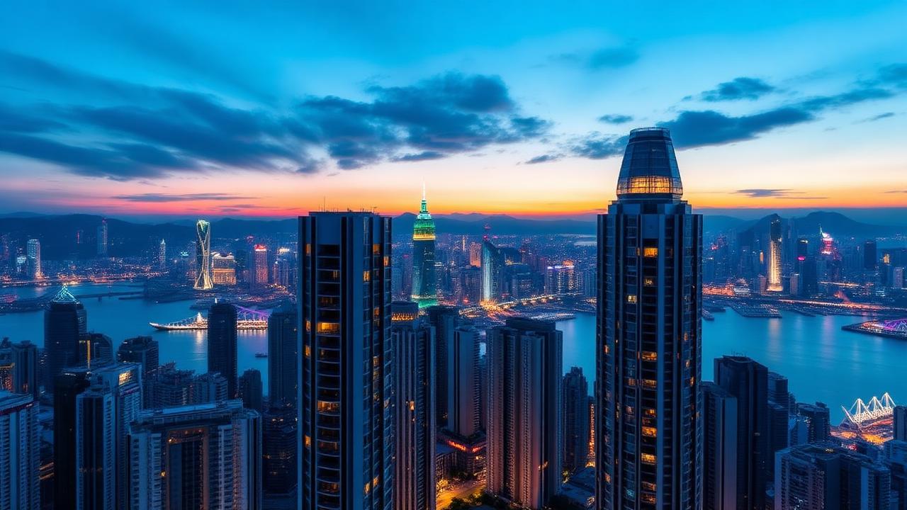 High-rise apartments with harbour views in Asia